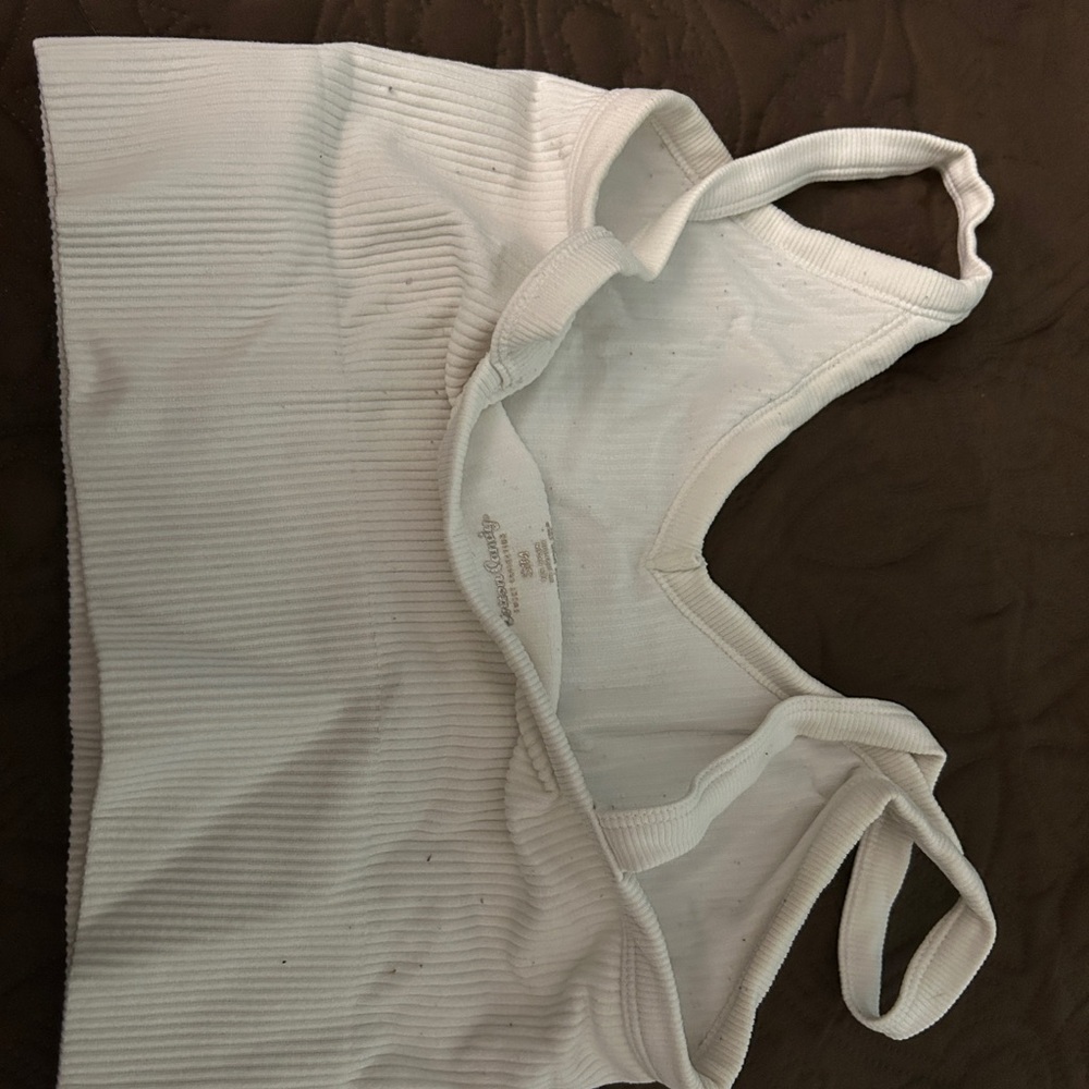White Ribbed Crop Top - Picture 2 of 2